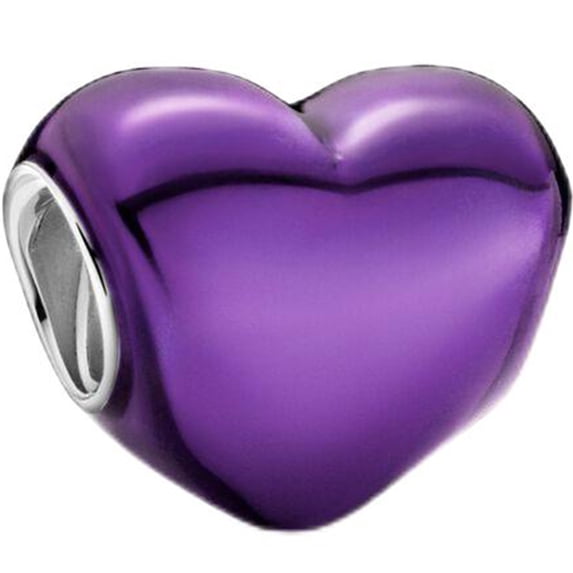925 Sterling Silver Purple Heart Charm Bead for Bracelet Charms Bangle Pendant Jewelry