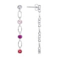 thumbnail image 1 of 925 Sterling Silver Purple, Red, Pink, Clear CZ Dangle Drop Women's Earrings, 1 of 3