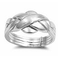 thumbnail image 1 of .925 Sterling Silver Puzzle Braid New Ring Polished 925 Band 11mm Sizes 5-15, 1 of 4