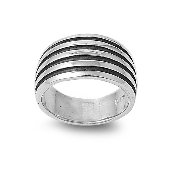 925 Sterling Silver Quad Pin Striped Ring Size 6