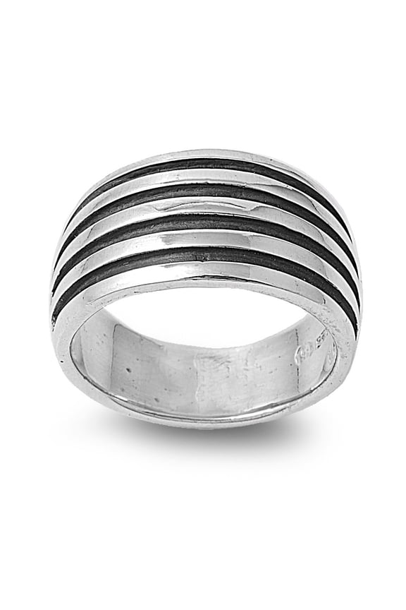 925 Sterling Silver Quad Pin Striped Ring Size 9