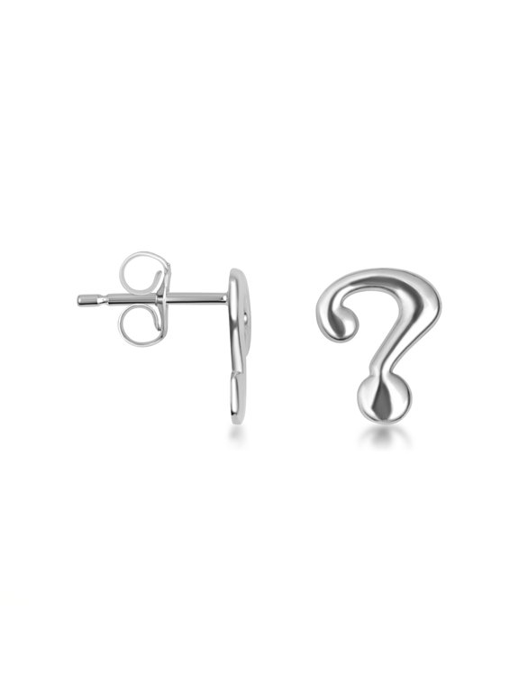 925 Sterling Silver Question Mark Stud Earrings