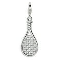 thumbnail image 1 of 925 Sterling Silver RH 3-D Polished Tennis Racquet With Lobster Clasp Charm Pendant; for Adults and Teens; for Women and Men, 1 of 1