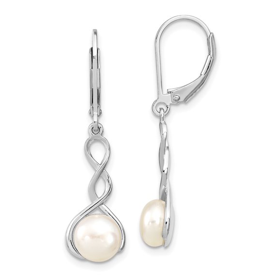 925 Sterling Silver RH 7-8mm Button FWC Pearl Leverback Earrings