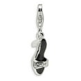 thumbnail image 1 of 925 Sterling Silver RH Blk Enamel Polished With Marcasite Shoe With Lobster Clasp Charm Pendant; for Adults and Teens; for Women and Men, 1 of 1