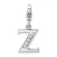 thumbnail image 1 of 925 Sterling Silver RH CZ Letter Z With Lobster Clasp Charm Pendant; for Adults and Teens; for Women and Men, 1 of 3