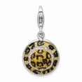 thumbnail image 1 of 925 Sterling Silver RH Click-on CZ Enamel Leopard Hat Charm Pendant; for Adults and Teens; for Women and Men, 1 of 1