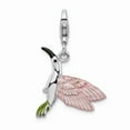 thumbnail image 1 of 925 Sterling Silver RH Enamel Hummingbird With Lobster Clasp Charm Pendant; for Adults and Teens; for Women and Men, 1 of 1