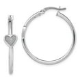 thumbnail image 1 of 925 Sterling Silver RH-plated Enamel Glitter Fabric Heart Hoop Earrings; for Adults and Teens; for Women and Men, 1 of 1
