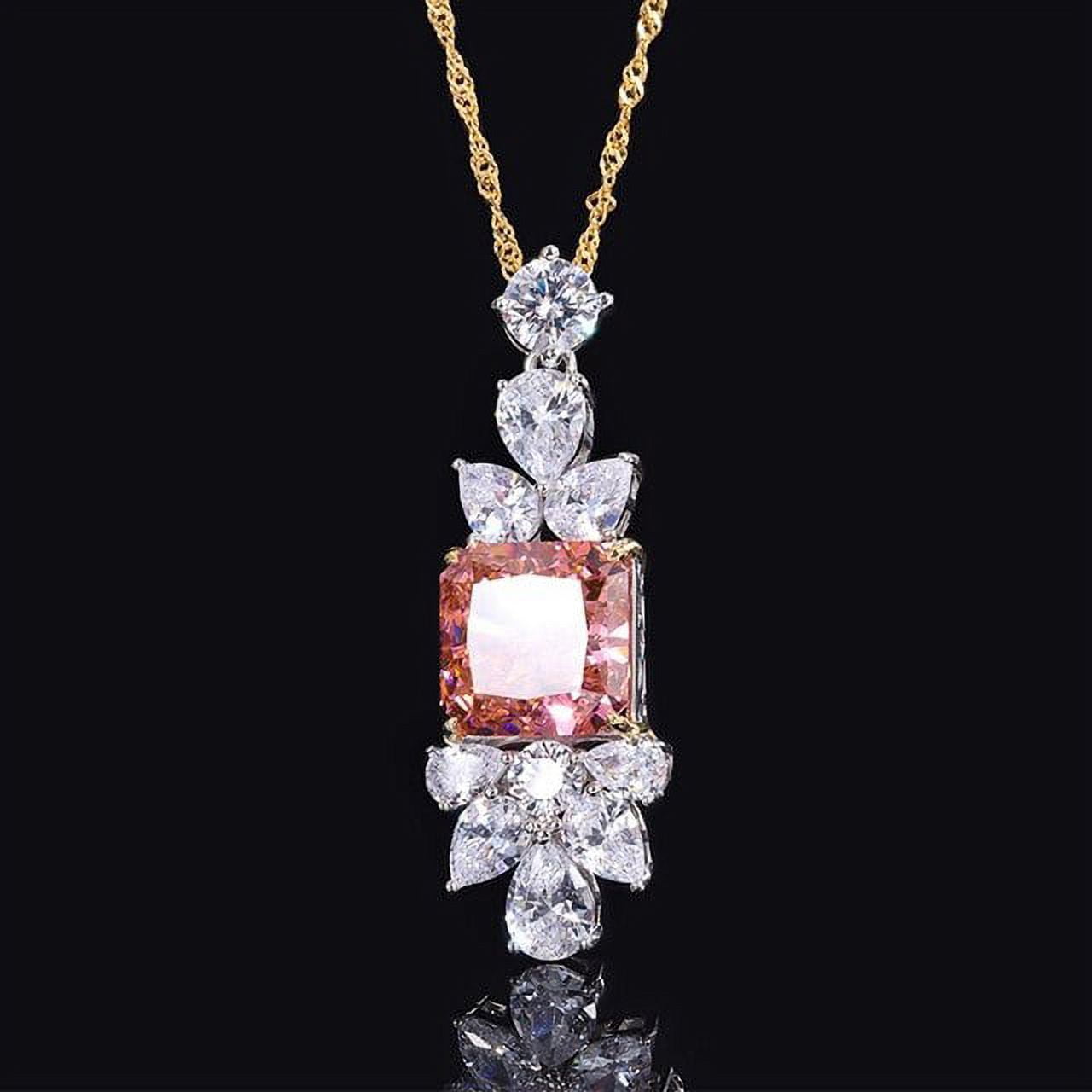 Luxury Vintage Sapphire Stone High Carbon Diamond Pendant Necklace