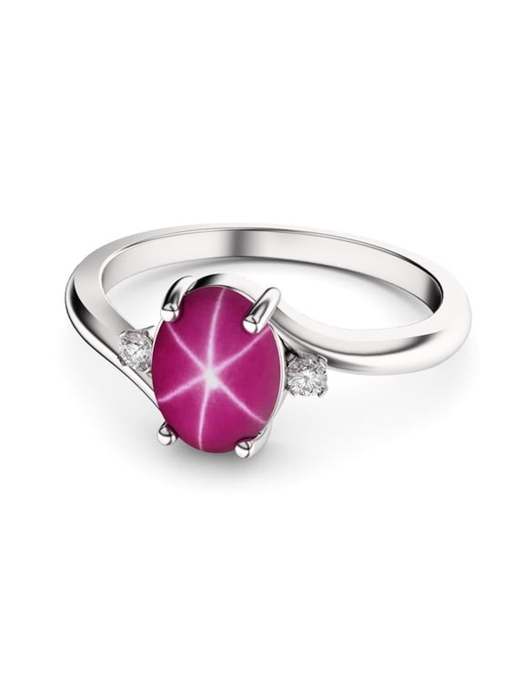 925 Sterling Silver with Radiant Star Ruby Ring for Women Handcrafted Celestial Gemstone Jewelry Unique Gift for Her, Birthday, Anniversary, or Special Occasion Black Vermeil 4