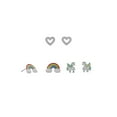 thumbnail image 1 of 925 Sterling Silver Rainbow Love Heart and Unicorn Earring Set Magical Stud Earrings Will Come in a Small Gif Stud Earri, 1 of 2