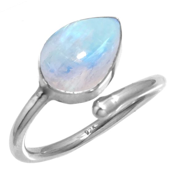 925 Sterling Silver Rainbow Moonstone Gemstone Handmade Adjustable Toe Ring