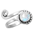 thumbnail image 1 of 925 Sterling Silver Rainbow Moonstone Gemstone Handmade Adjustable Toe Ring, 1 of 4