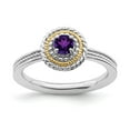 thumbnail image 1 of 925 Sterling Silver & Real 14kt Stackable Expressions 925 Sterling Silver Amethyst Ring Size: 5; for Adults and Teens; for Women and Men, 1 of 5
