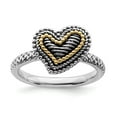 thumbnail image 1 of 925 Sterling Silver & Real 14kt Stackable Expressions Antiqued Heart Ring Size: 6; for Adults and Teens; for Women and Men, 1 of 5