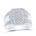thumbnail image 1 of 925 Sterling Silver Real Diamond Octagon Halo Rectangle Cross Pinky Ring 1/3 CT, 1 of 1
