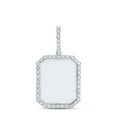 thumbnail image 1 of 925 Sterling Silver Real Diamond Rectangle | Emerald Memory Frame Pendant 1/6 CT, 1 of 1