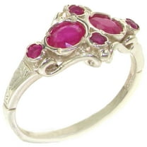 925 Sterling Silver Real Genuine Ruby Womens Band Ring - Size 10