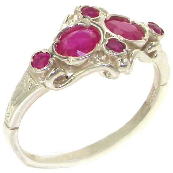 925 Sterling Silver Real Genuine Ruby Womens Band Ring - Size 10