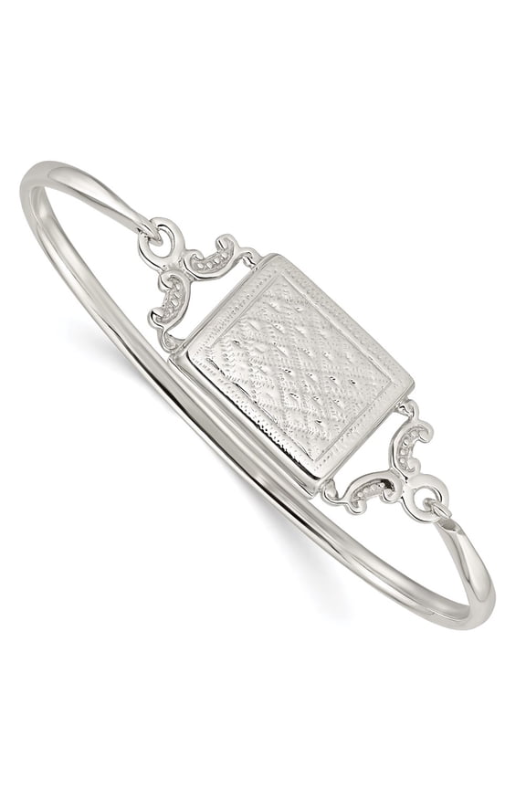 925 Sterling Silver Rectangular 2mm Locket Bangle Bracelet Fine Jewelry For Women Gifts For Her, 7"