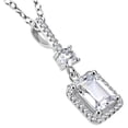 thumbnail image 1 of 925 Sterling Silver Rectangular Round CZ Elegant Pendant Necklace, 18", 1 of 4