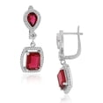 thumbnail image 1 of Sterling Silver Rectangular Teardrop CZ Drop Dangle Earrings, 1.2", 1 of 3