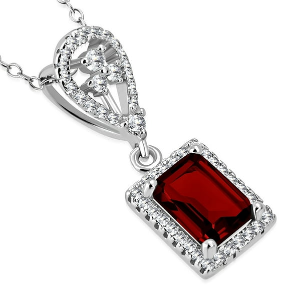 925 Sterling Silver Rectangular Teardrop Clear CZ Elegant Pendant Necklace, 18"