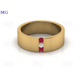 thumbnail image 1 of 925 Sterling Silver Red Created Ruby 3-Stone Engagement Ring, Three Stone Wedding Anniversary Promise Ring for Women, 1 of 2
