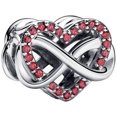 thumbnail image 1 of 925 Sterling Silver Red Cubic Zirconia Infinity Heart Charm Bead for Bracelet Charms Bangle Pendant Jewelry, 1 of 2