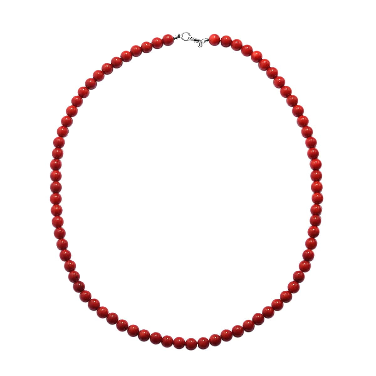 925 Sterling Silver Red Dyed Coral Strand Bead Necklace for Women Boho Jewelry Magnetic Clasp Size 18" Birthday  for Women Birthday Christmas Gifts