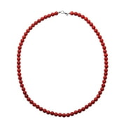 925 Sterling Silver Red Dyed Coral Strand Bead Necklace for Women Boho Jewelry Magnetic Clasp Size 18" Birthday for Women Birthday Christmas Gifts