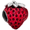 thumbnail image 1 of 925 Sterling Silver Red Enamel Strawberry Charm Bead for Bracelet Charms Bangle Pendant Jewelry, 1 of 4