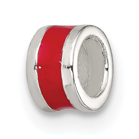 925 Sterling Silver Red Enameled Spacer Enhancer Beads