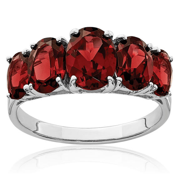 925 Sterling Silver Red Garnet Ring Gemstone Band