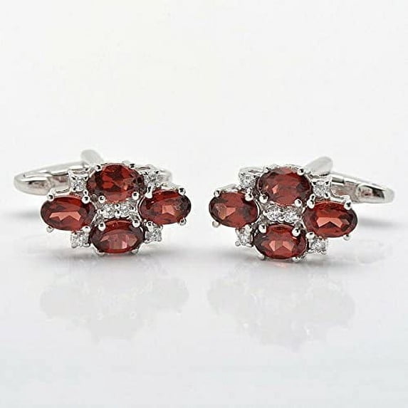 925 Sterling Silver Red Garnet Cufflinks 5 Ct Garnet Cufflinks Groomsmen Cufflinks Wedding Cufflinks Garnet Engagement Cufflinks Fathers Day Gift