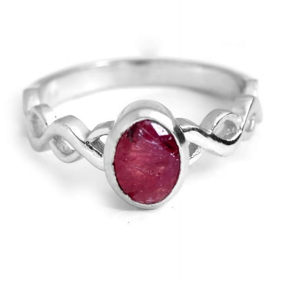 925 Sterling Silver Red Ruby Gemstone Oval Shape Women Ring Christmas Gift , Engagement ,Ring