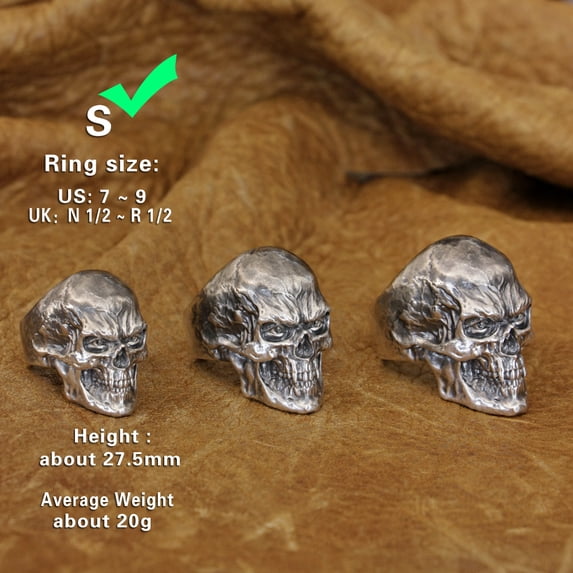 925 Sterling Silver Red Skull Ring Biker Rock Punk Jewelry TA344 Small Model US Size 7