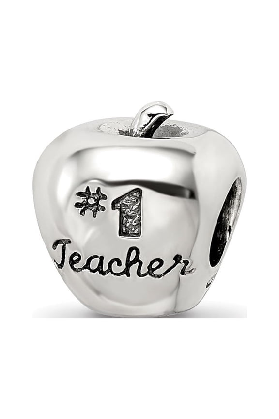 925 Sterling Silver Reflections #1 Teacher on Apple Bead; for Adults and Teens; for Women and Men