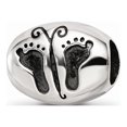 thumbnail image 1 of 925 Sterling Silver Reflections Antiqued Baby Feet Butterfly Bead; for Adults and Teens; for Women and Men, 1 of 4