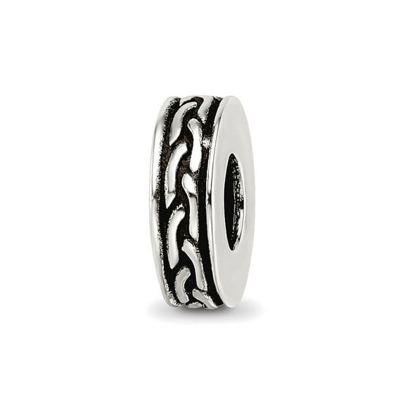 925 Sterling Silver Reflections Oxidized Small Chain Pattern Bead 10.11x3.24mm Wide Charm Pendant Necklace for Women and