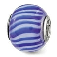 thumbnail image 1 of 925 Sterling Silver Reflections Blue and White Striped Glass Bead; for Adults and Teens; for Women and Men, 1 of 3