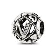 thumbnail image 1 of 925 Sterling Silver Reflections Cubic Zirconia Letter Name Personalized Monogram Initial V Bead 10.82x10.15mm Wide Charm, 1 of 2