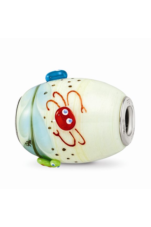 925 Sterling Silver Reflections Catchn A Wave Ocean Motif Fenton Glass Bead; for Adults and Teens; for Women and Men