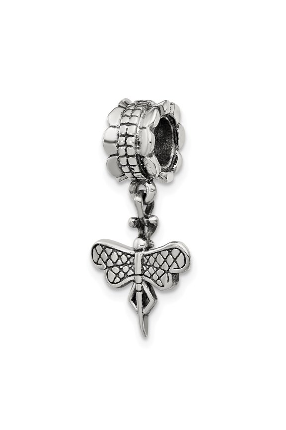 925 Sterling Silver Reflections Dragonfly Dangle Bead; for Adults and Teens; for Women and Men