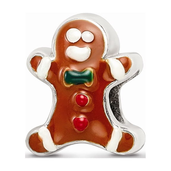 925 Sterling Silver Reflections Enameled Gingerbread Man Bead; for Adults and Teens; for Women and Men