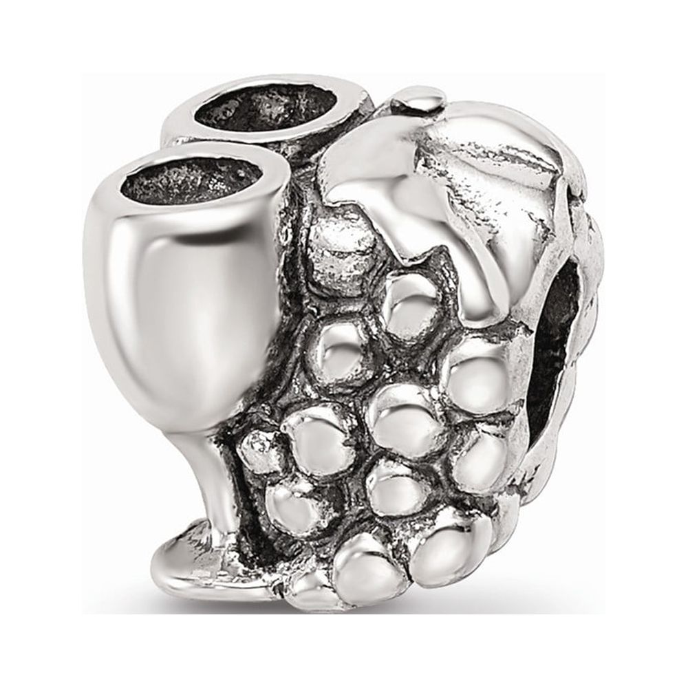 925 Sterling Silver Reflections Grapes & Glasses Bead; for Adults and Teens; for Women and Men