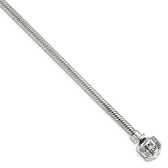 925 Sterling Silver Reflections Hinged Clasp Bead Necklace 19 Inch 2mm Wide Pendant Necklace for Women