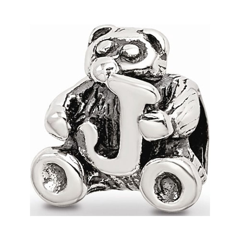 925 Sterling Silver Reflections Kids Letter J Bead; for Adults and Teens; for Women and Men