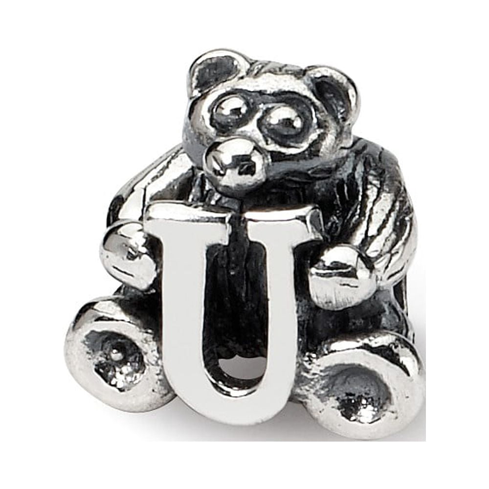 925 Sterling Silver Reflections Kids Letter U Bead; for Adults and Teens; for Women and Men